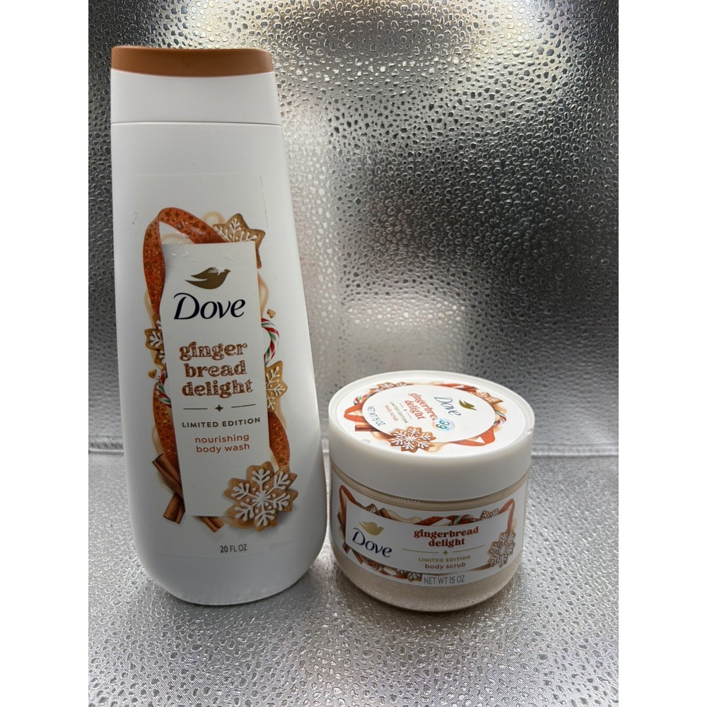 Dove Gingerbread Delight 20 Fl Oz Body Wash & 15 Oz Body Scrub Lot